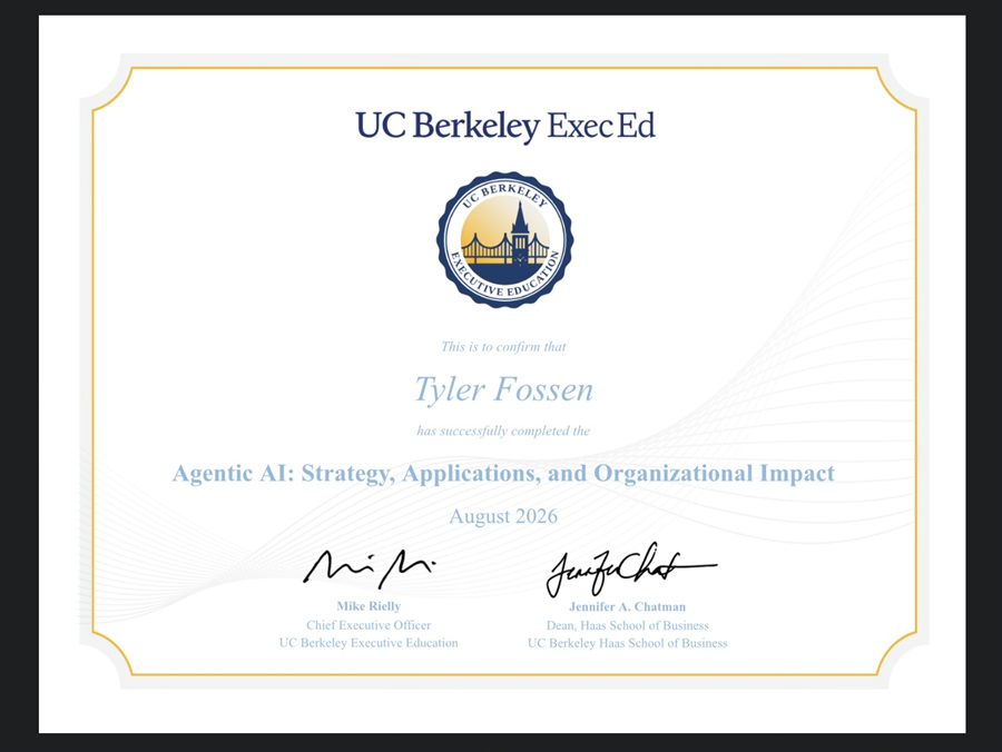 UC Berkeley Executive Education certificate: Agentic AI